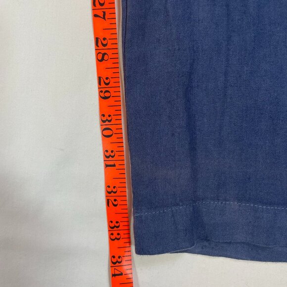 Juicy Couture Size 8 Beachy Linen Pants Wide Leg Belted Denim Blue Color - Picture 10 of 14